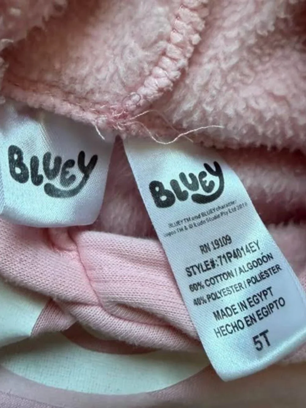 Bluey Bingo Girls 5T Fleece Hoodie & Leggings Set Pink/Purple